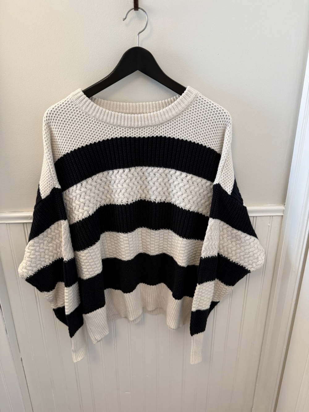 Striped Black and White Women's Knit Sweater